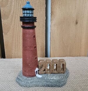 Lighthouse Red Brick Resin 2000 Tealight Candle Holder 6.5 Inches Tall